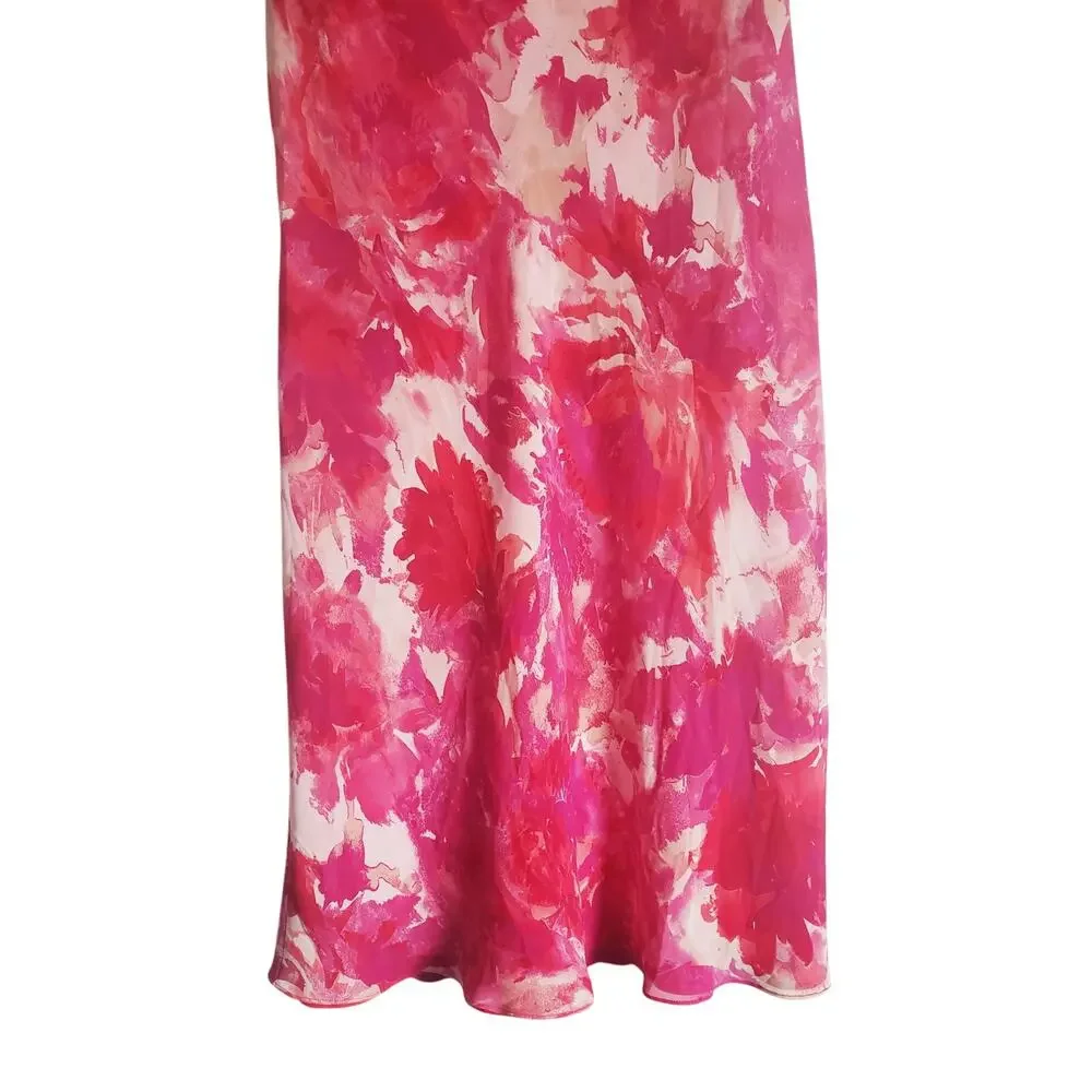 Jones New York Floral Print Cowlneck Midi Dress Pink Size 14W